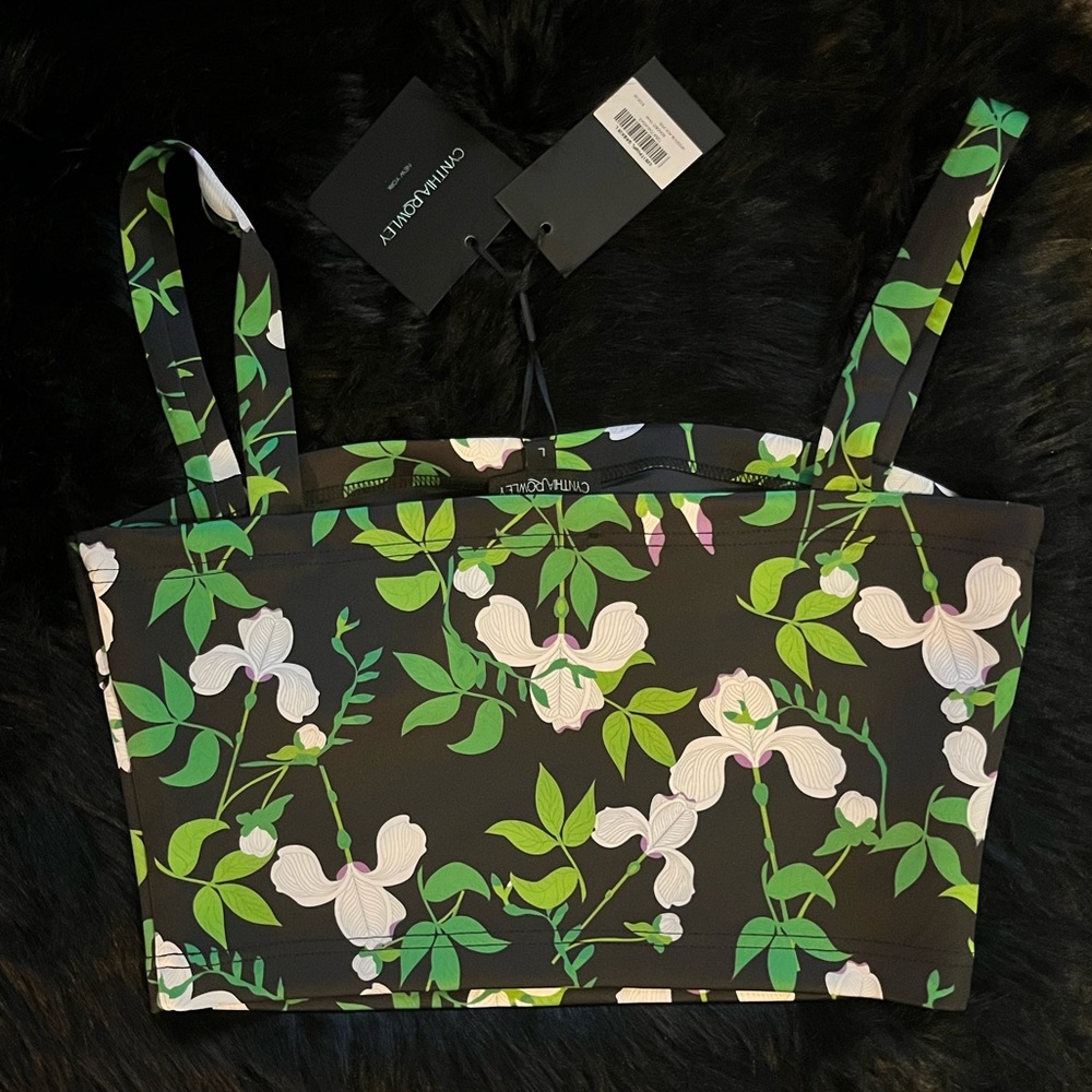 Cynthia Rowley Devi Bonded Tank - Green/White Floral - Picture 7 of 7